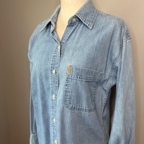 Vintage Express Denim Button-Up Shirt – Light Wash – Made in Hong Kong - Picture 1 of 6